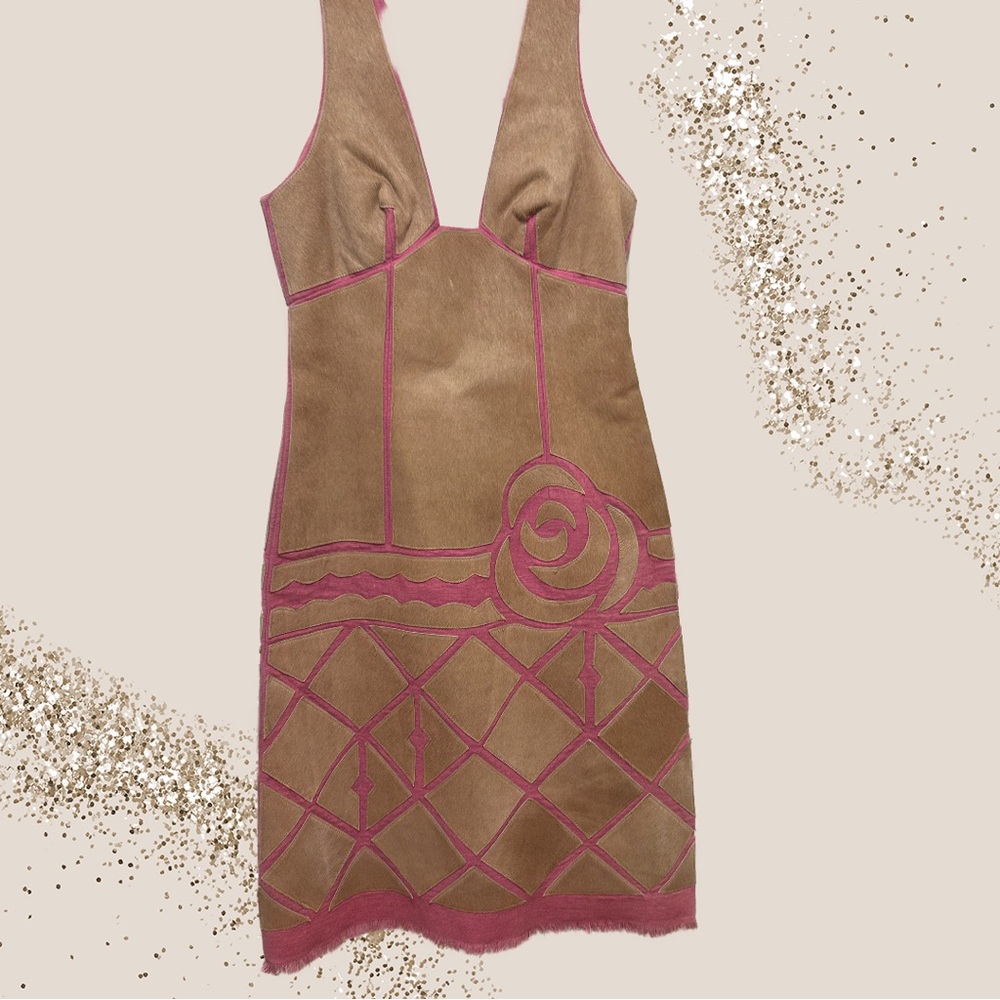 Very unique bcbg maxazaria  cow hide cut out sheeth dress